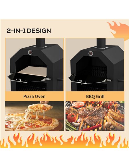 Outsunny Steel 3-Tier Outdoor Pizza Oven Charcoal BBQ Grill, Black 846-139V00BK - pic 41181 | FastDaddyshop