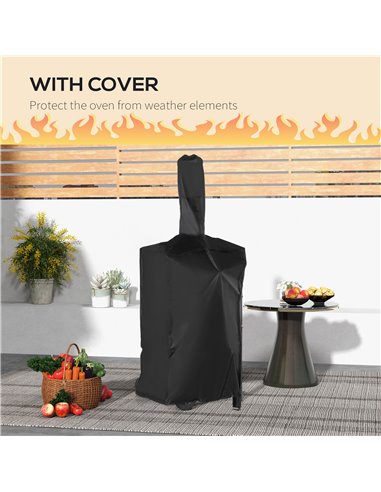 Outsunny Steel 3-Tier Outdoor Pizza Oven Charcoal BBQ Grill, Black 846-139V00BK