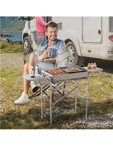 Outsunny Garden Folding Barbecue Grill, Stainless Colour 01-0571