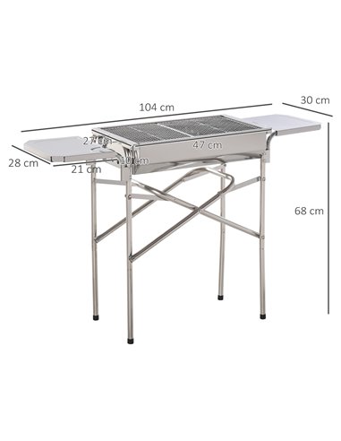 Outsunny Garden Folding Barbecue Grill, Stainless Colour 01-0571