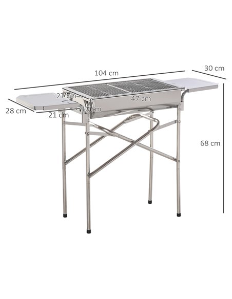 Outsunny Garden Folding Barbecue Grill, Stainless Colour 01-0571 - pic 41198 | FastDaddyshop
