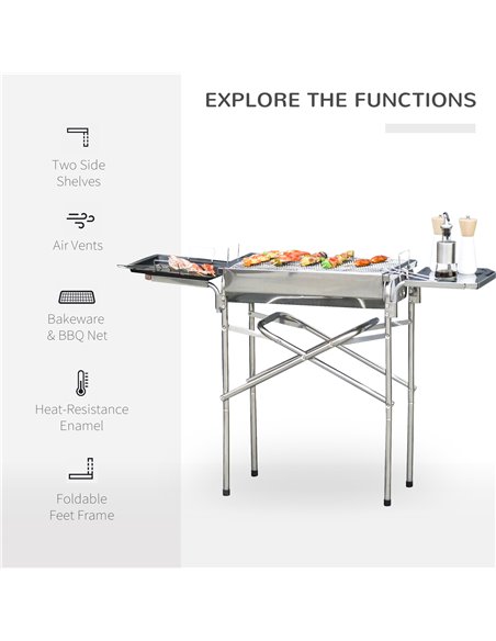 Outsunny Garden Folding Barbecue Grill, Stainless Colour 01-0571 - pic 41199 | FastDaddyshop