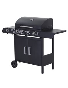 Outsunny 4+1 Gas Burner Grill BBQ Trolley, Black 846-016