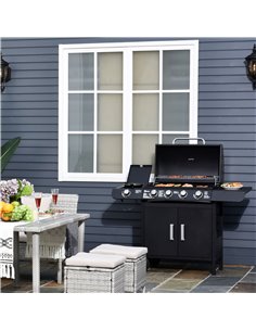 Outsunny 4+1 Gas Burner Grill BBQ Trolley, Black 846-016 2