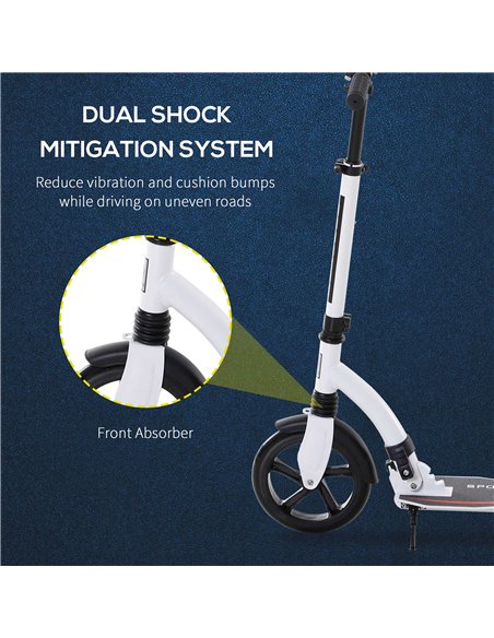 HOMCOM Teens Adult Kick Scooter w/ Shock Absorption Mechanism Foldable Adjustable Height Aluminium Frame Ride On Toy for 14+ - W - pic 4121 | FastDaddyshop