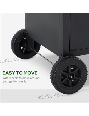 Outsunny 4+1 Gas Burner Grill BBQ Trolley Backyard Garden Smoker Side Burner Barbecue w/ Storage Side Table Wheels 846-016