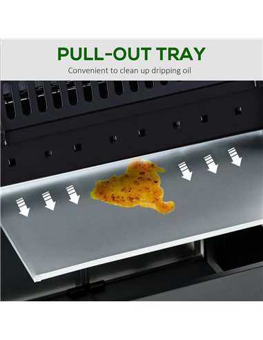 Outsunny 4+1 Gas Burner Grill BBQ Trolley Backyard Garden Smoker Side Burner Barbecue w/ Storage Side Table Wheels 846-016