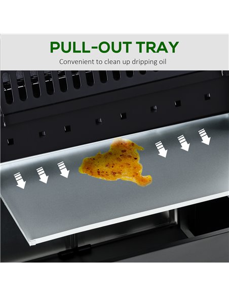 Outsunny 4+1 Gas Burner Grill BBQ Trolley Backyard Garden Smoker Side Burner Barbecue w/ Storage Side Table Wheels 846-016 - pic 41213 | FastDaddyshop