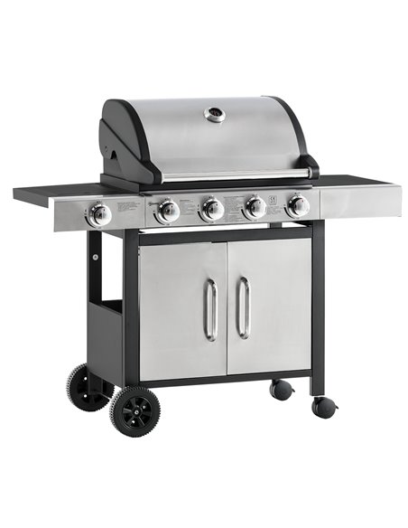 Outsunny Gas Burner Barbecue Grill 4+1 Burner Garden BBQ Trolley, Black & Stainless 846-066 - pic 41214 | FastDaddyshop