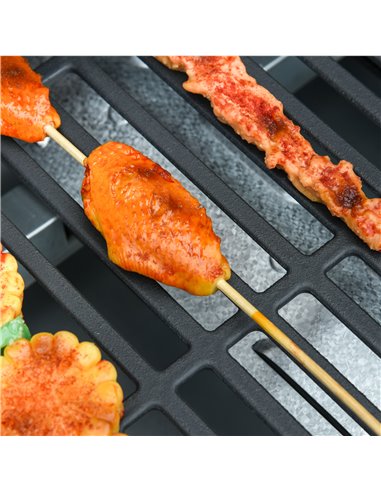 Outsunny Gas Burner Barbecue Grill 4+1 Burner Garden BBQ Trolley w/ Side Burner Warming Rack Side Shelves Storage Cabinet Piezo 