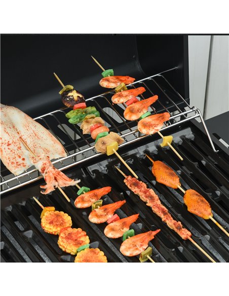 Outsunny Gas BBQ Gas Grill Barbecue 3+1 Burner Garden BBQ Trolley w/ Side Burner Warming Rack Side Shelves Storage Cabinet Piezo - pic 41231 | FastDaddyshop