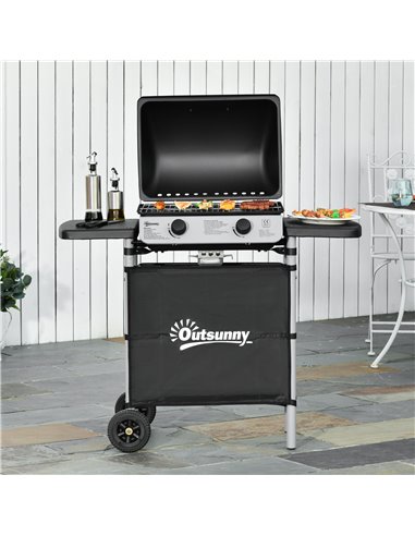 Outsunny 2 Burner Gas Barbecue Grill 5.6 kW, Black 846-063