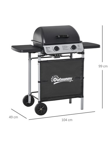 Outsunny 2 Burner Gas Barbecue Grill 5.6 kW, Black 846-063