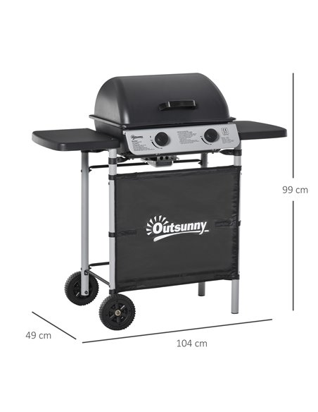 Outsunny 2 Burner Gas Barbecue Grill 5.6 kW, Black 846-063 - pic 41234 | FastDaddyshop
