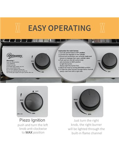 Outsunny 2 Burner Gas Barbecue Grill Propane Gas Cooking BBQ Grill 5.6 kW with Side Shelves Wheels 846-063