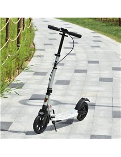 HOMCOM Adult Teens Kick Scooter Foldable Height Adjustable Aluminum Ride On Toy for 14+ with Rear Wheel & Hand Brake, Shock Miti