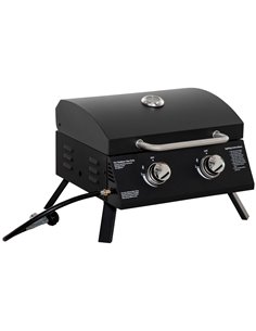 Outsunny Portable 2 Burner Gas Barbecue Grill, Black 846-104V70BK
