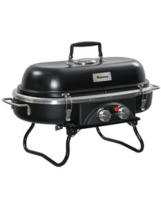 Outsunny Foldable Gas BBQ Grill 2 Burner Table Top Barbecue, Black 846-072