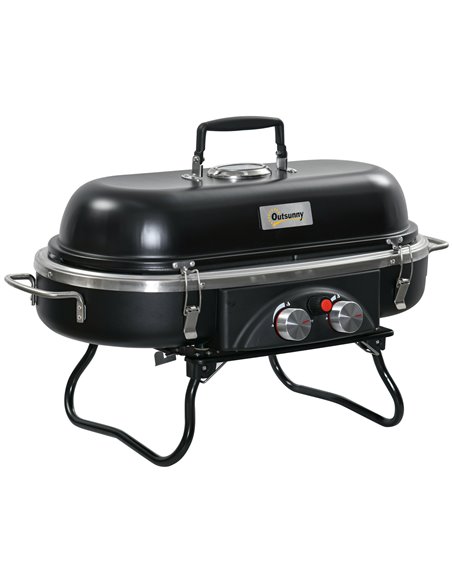Outsunny Foldable Gas BBQ Grill 2 Burner Table Top Barbecue, Black 846-072 - pic 41259 | FastDaddyshop