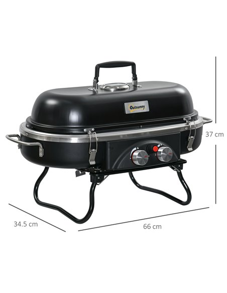 Outsunny Foldable Gas BBQ Grill 2 Burner Table Top Barbecue, Black 846-072 - pic 41261 | FastDaddyshop