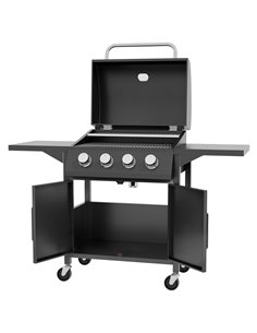 Outsunny 4 Burner Gas BBQ Grill Outdoor Portable Barbecue Trolley, Black 846-103V71BK