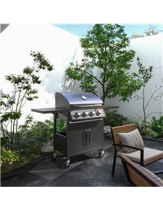 Outsunny 4 Burner Gas BBQ Grill Outdoor Portable Barbecue Trolley, Black 846-103V71BK 2