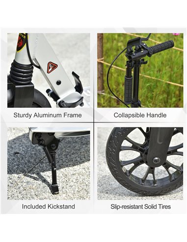 HOMCOM Adult Teens Kick Scooter Foldable Height Adjustable Aluminum Ride On Toy for 14+ with Rear Wheel & Hand Brake, Shock Miti