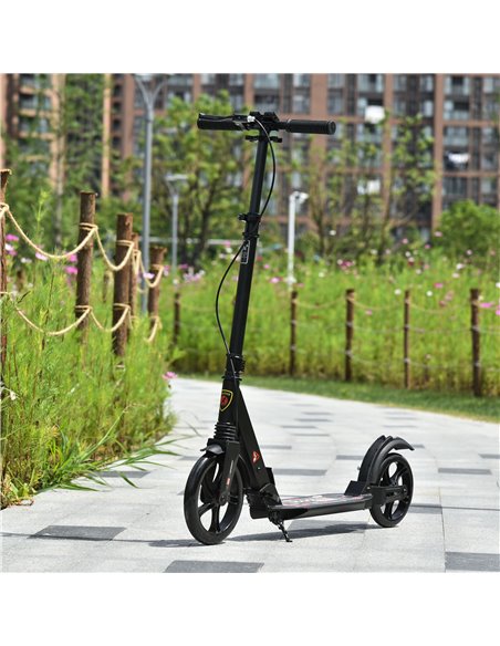HOMCOM Teens Adult Kick Scooter Foldable Adjustable Aluminum Ride On Toy For 14+ w/ Dual Brake System, Shock Mitigation System - - pic 4133 | FastDaddyshop