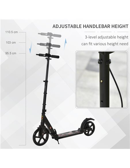 HOMCOM Teens Adult Kick Scooter Foldable Adjustable Aluminum Ride On Toy For 14+ w/ Dual Brake System, Shock Mitigation System - - pic 4137 | FastDaddyshop