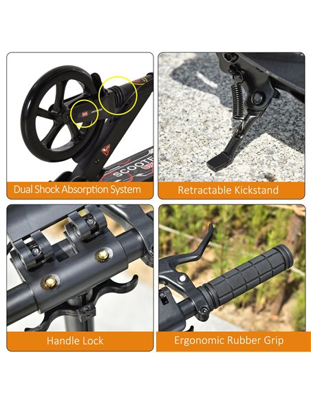HOMCOM Teens Adult Kick Scooter Foldable Adjustable Aluminum Ride On Toy For 14+ w/ Dual Brake System, Shock Mitigation System - - pic 4139 | FastDaddyshop