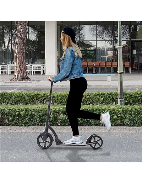 HOMCOM Teens Adult Kick Scooter w/ Shock Absorption Mechanism Foldable Adjustable Height Aluminium Frame Ride On Toy for 14+ - B - pic 4141 | FastDaddyshop