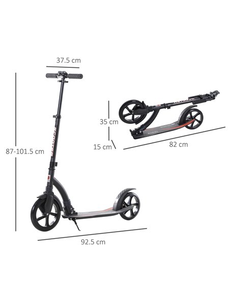 HOMCOM Teens Adult Kick Scooter w/ Shock Absorption Mechanism Foldable Adjustable Height Aluminium Frame Ride On Toy for 14+ - B - pic 4142 | FastDaddyshop