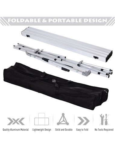 Outsunny 4FT Folding Aluminium Picnic Table Portable Camping BBQ Table Roll Up Top Mesh Layer Rack with Carrying Bag A20-146