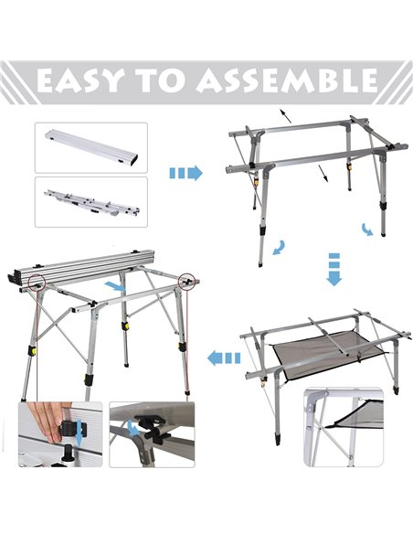 Outsunny 4FT Folding Aluminium Picnic Table Portable Camping BBQ Table Roll Up Top Mesh Layer Rack with Carrying Bag A20-146 - pic 41436 | FastDaddyshop