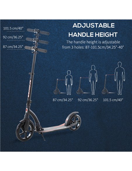 HOMCOM Teens Adult Kick Scooter w/ Shock Absorption Mechanism Foldable Adjustable Height Aluminium Frame Ride On Toy for 14+ - B - pic 4144 | FastDaddyshop