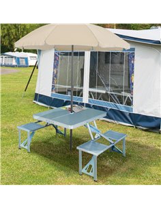 Outsunny Portable Folding Camping Picnic Table and Chairs, Silver 01-0010 2
