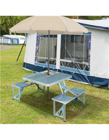 Outsunny Portable Folding Camping Picnic Table and Chairs, Silver 01-0010