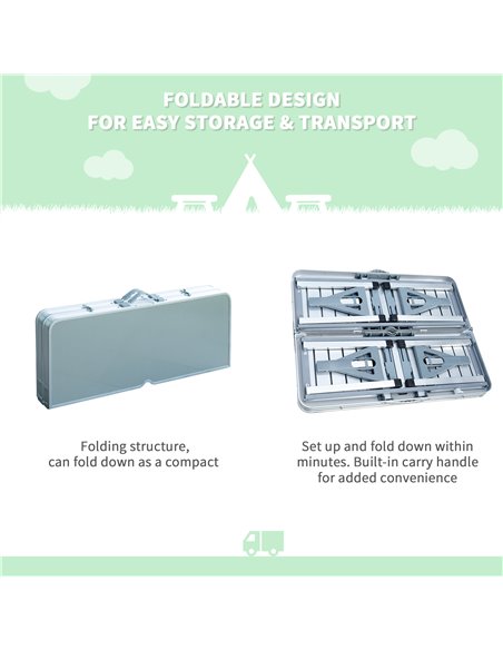Outsunny Portable Folding Camping Picnic Table and Chairs Stools Set Party Field Kitchen Outdoor Garden BBQ Aluminum 01-0010 - pic 41444 | FastDaddyshop