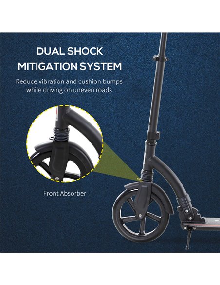 HOMCOM Teens Adult Kick Scooter w/ Shock Absorption Mechanism Foldable Adjustable Height Aluminium Frame Ride On Toy for 14+ - B - pic 4145 | FastDaddyshop