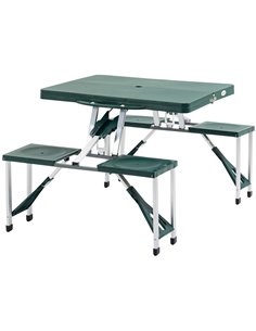 Outsunny Folding Camping Table with Stools Set Green 01-0402