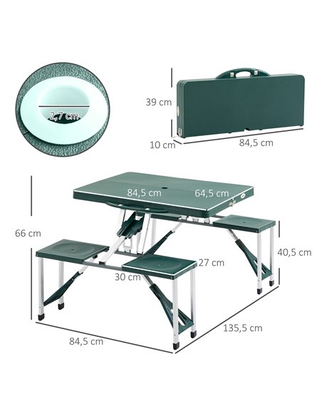 Outsunny Folding Camping Table with Stools Set Aluminum Bench Picnic Garden Party BBQ Portable 01-0402 - pic 41459 | FastDaddyshop