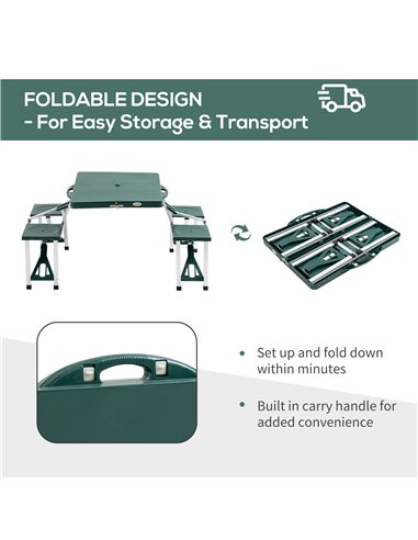 Outsunny Folding Camping Table with Stools Set Aluminum Bench Picnic Garden Party BBQ Portable 01-0402