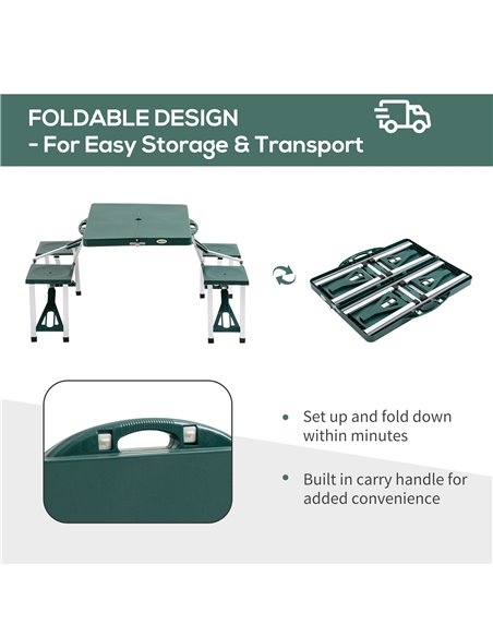 Outsunny Folding Camping Table with Stools Set Aluminum Bench Picnic Garden Party BBQ Portable 01-0402 - pic 41460 | FastDaddyshop