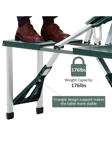 Outsunny Folding Camping Table with Stools Set Aluminum Bench Picnic Garden Party BBQ Portable 01-0402