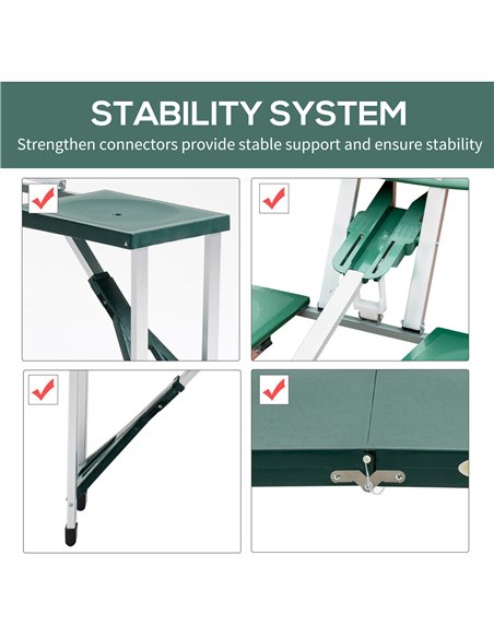 Outsunny Folding Camping Table with Stools Set Aluminum Bench Picnic Garden Party BBQ Portable 01-0402 - pic 41462 | FastDaddyshop