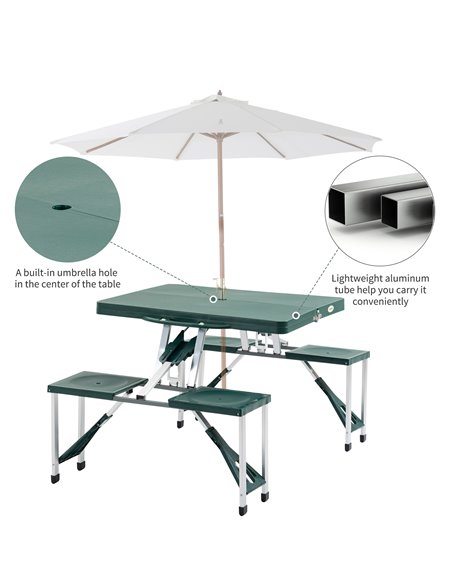Outsunny Folding Camping Table with Stools Set Aluminum Bench Picnic Garden Party BBQ Portable 01-0402 - pic 41463 | FastDaddyshop