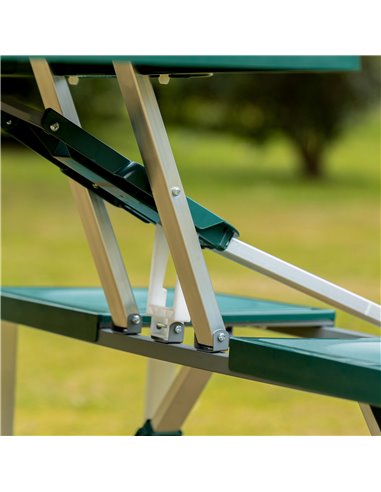 Outsunny Folding Camping Table with Stools Set Aluminum Bench Picnic Garden Party BBQ Portable 01-0402