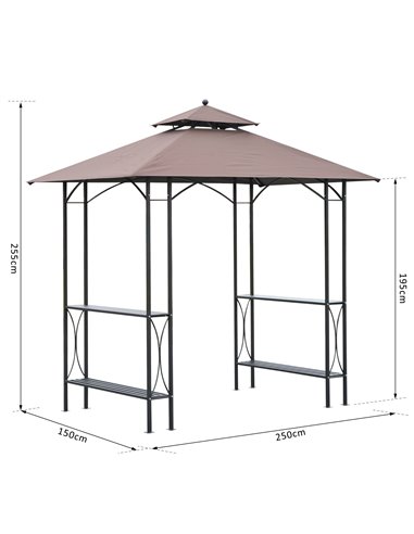 Outsunny BBQ Tent 250L× 150W × 255H cm, Black & Coffee 84C-008