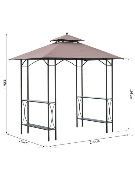 Outsunny BBQ Tent 250L× 150W × 255H cm, Black & Coffee 84C-008 - pic 41477 | FastDaddyshop