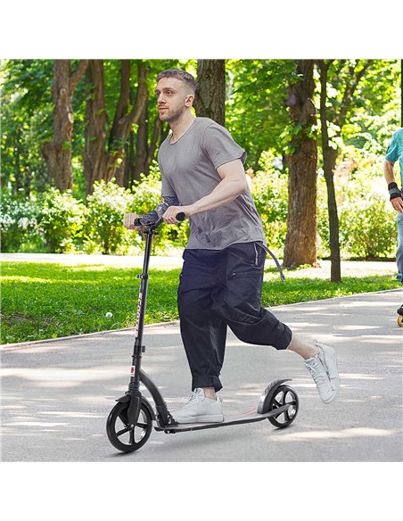HOMCOM Teens Adult Kick Scooter w/ Shock Absorption Mechanism Foldable Adjustable Height Aluminium Frame Ride On Toy for 14+ - B - pic 4148 | FastDaddyshop